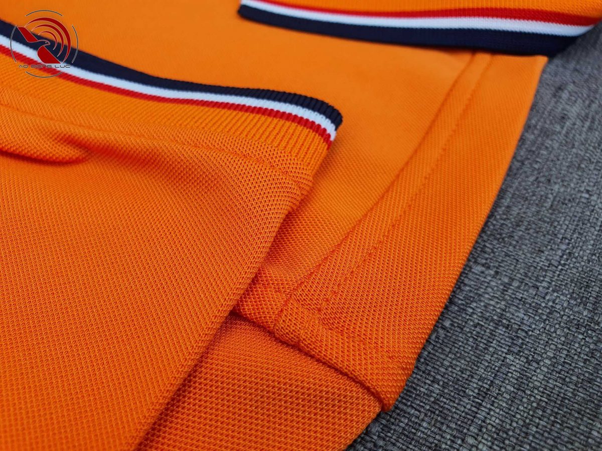 Chi tiết sản phẩm áo polo phối bo sọc màu cam