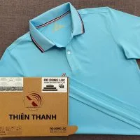 Áo cổ trụ polo bo sọc cá sấu lạnh poly thấm hút màu thiên thanh