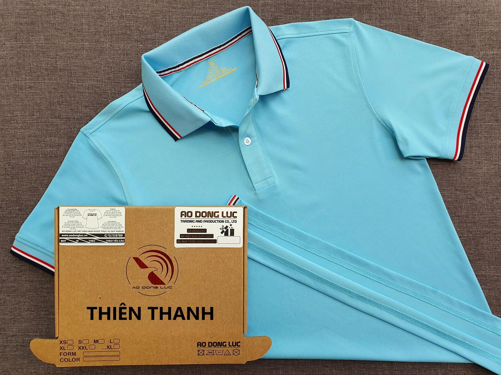 Áo cổ trụ polo bo sọc cá sấu lạnh poly thấm hút màu thiên thanh