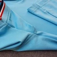Chi tiết sản phẩm áo cổ trụ polo bo sọc cá sấu lạnh poly thấm hút màu thiên thanh