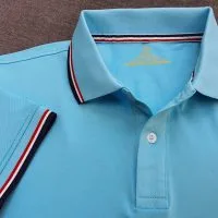 Chi tiết sản phẩm áo cổ trụ polo bo sọc cá sấu lạnh poly thấm hút màu thiên thanh