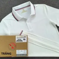 Áo cổ trụ polo bo sọc cá sấu lạnh poly thấm hút màu trắng