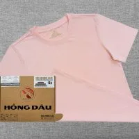 Áo thun cổ tròn ngắn tay cotton cao cấp màu hồng dâu