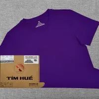 Áo thun cổ tròn ngắn tay cotton unisex màu tím huế