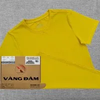 Áo thun cổ tròn ngắn tay cotton unisex màu vàng đậm