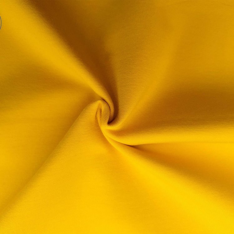 Chất vải áo thun cổ tròn ngắn tay cotton cao cấp màu vàng đậm
