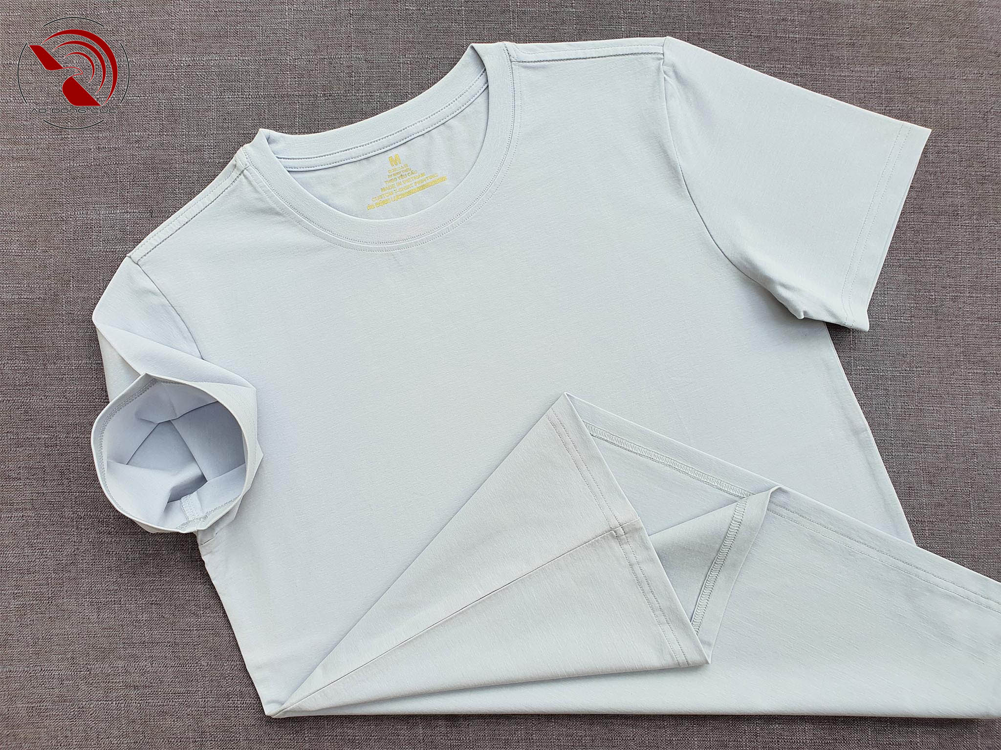 Áo thun cổ tròn ngắn tay cotton cao cấp màu xám ghi đá