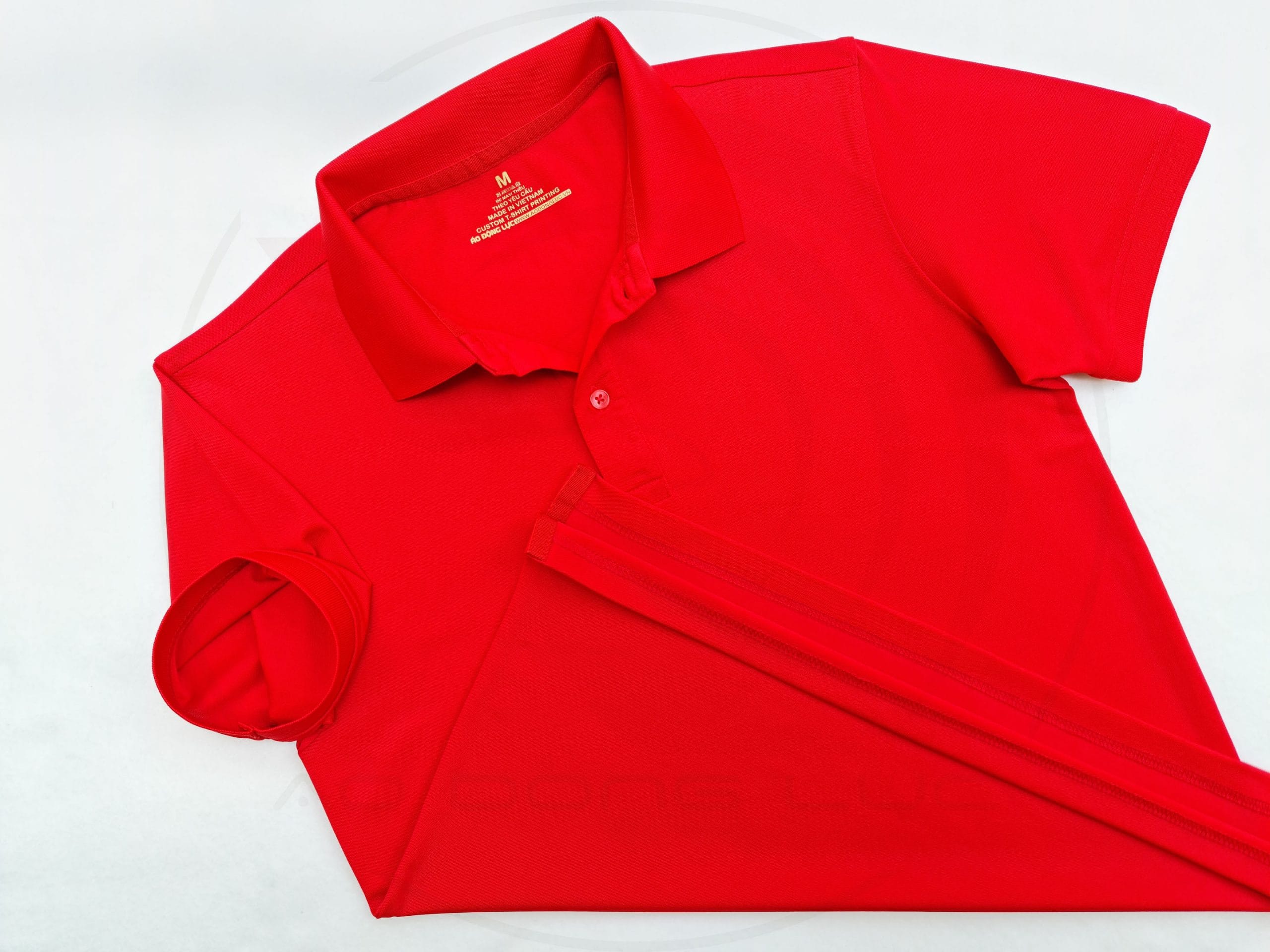 Áo thun polo bo trơn cá sấu lạnh poly thấm hút màu đỏ tươi