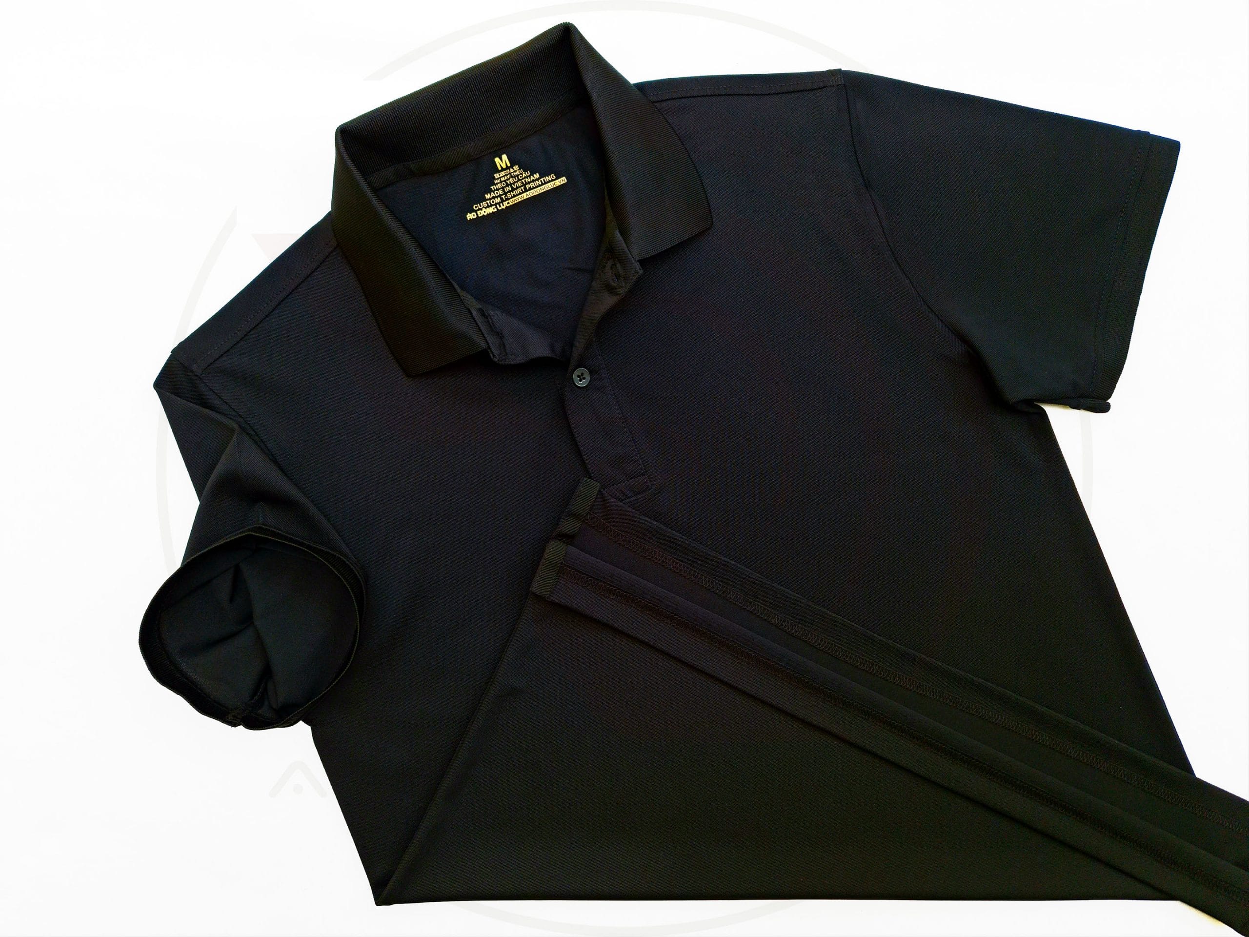 Áo thun cổ trụ polo bo trơn cá sấu lạnh poly thấm hút màu đen