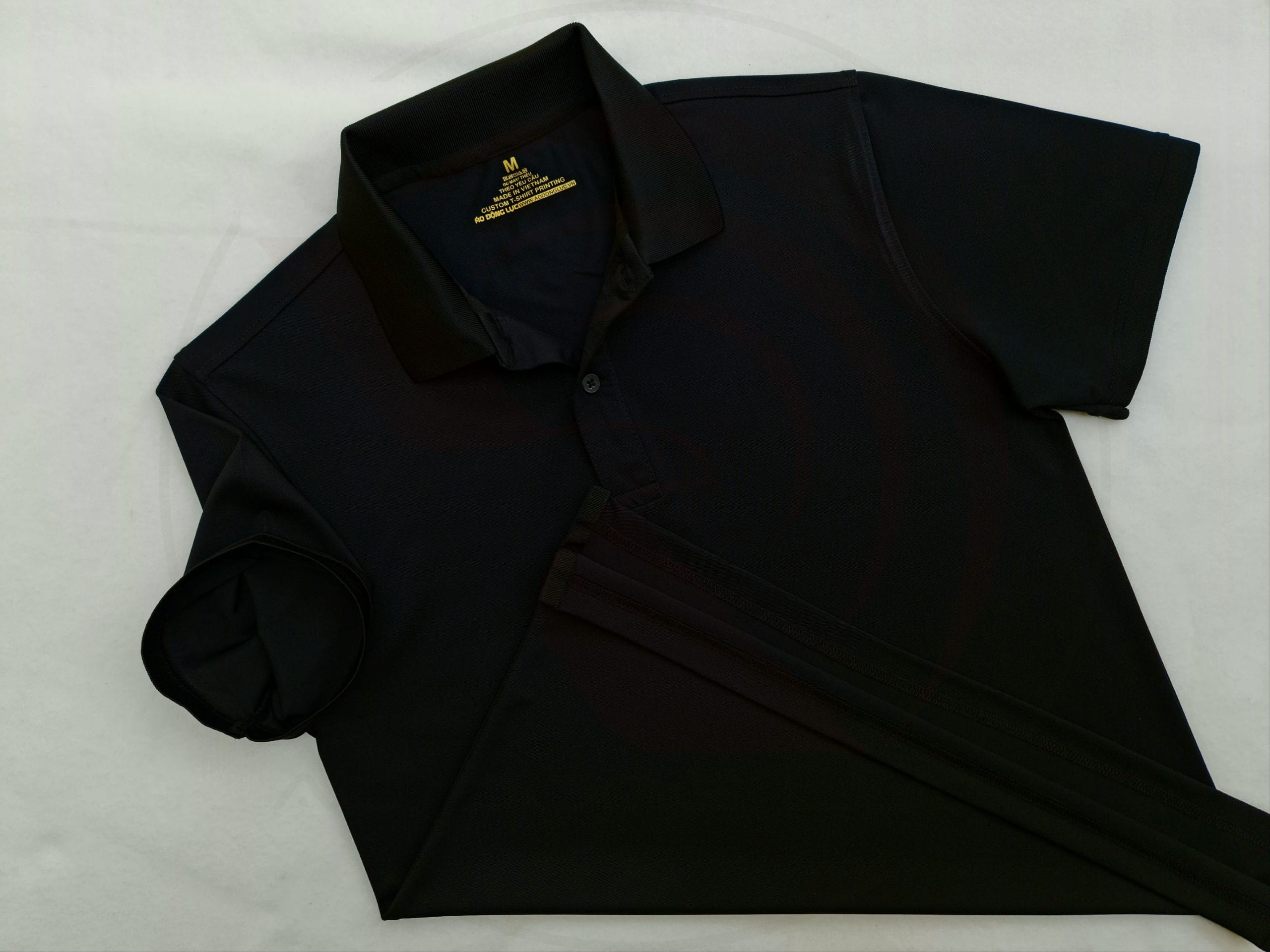 Áo thun cổ trụ polo bo trơn cá sấu lạnh poly thấm hút màu đen