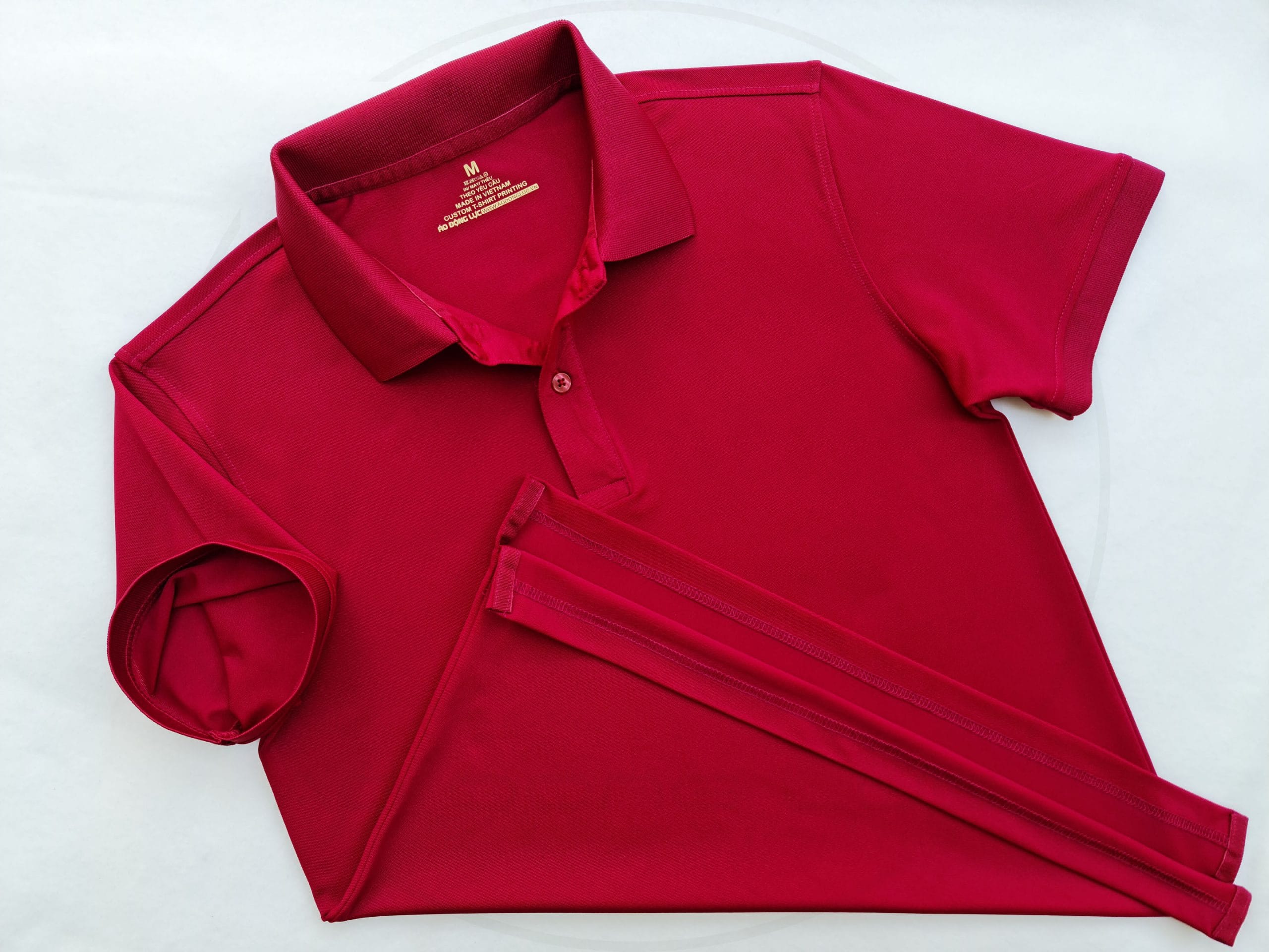 áo thun polo, áo thun trơn, áo cổ trụ, cổ bẻ, áo phông Áo thun cổ trụ polo bo trơn cá sấu lạnh poly thấm hút màu đỏ đô