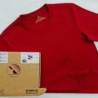Áo thun cổ tròn ngắn tay cotton unisex màu đỏ đô