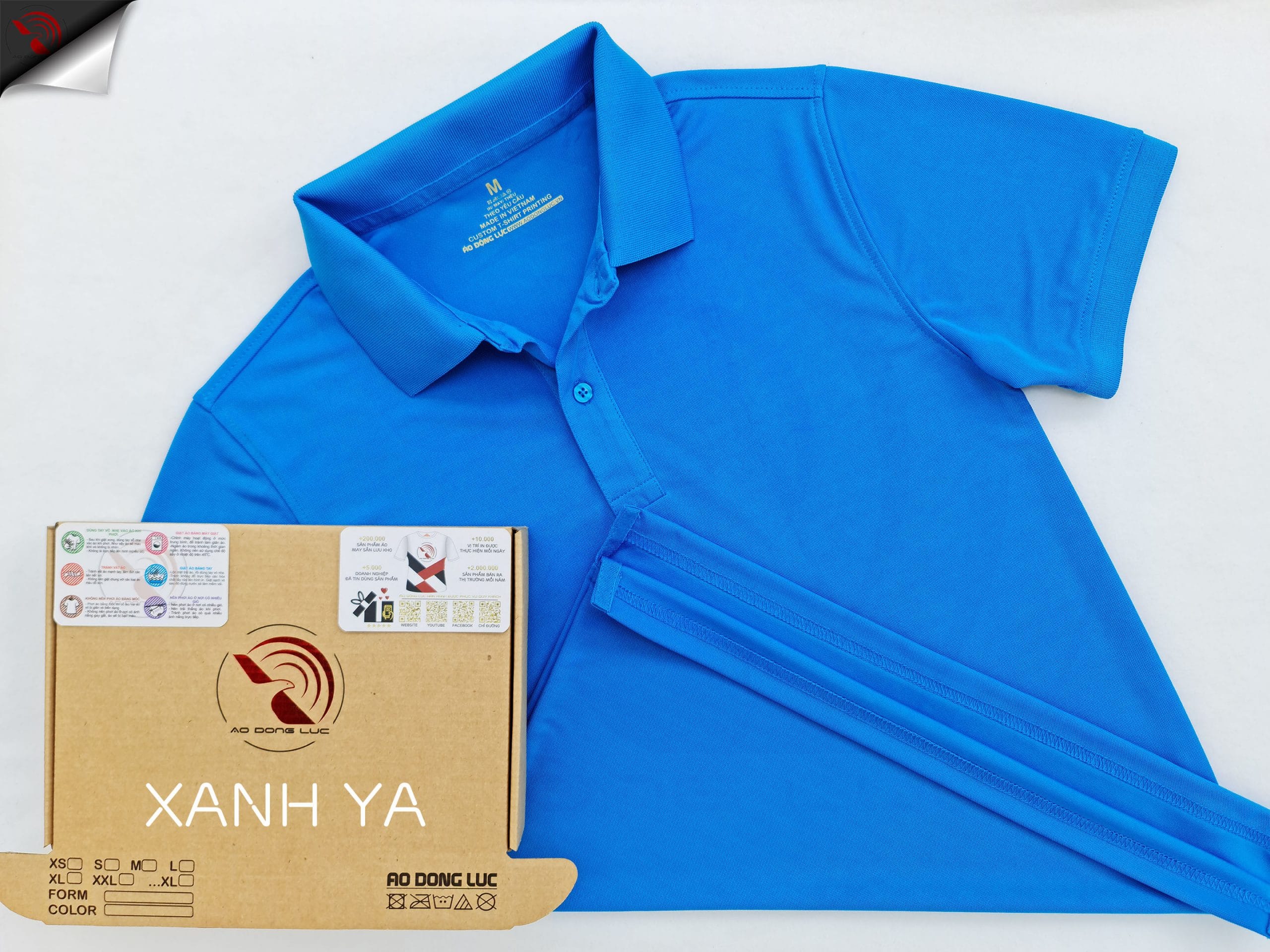 Áo cổ trụ polo bo trơn unisex cá sấu mè màu xanh ya