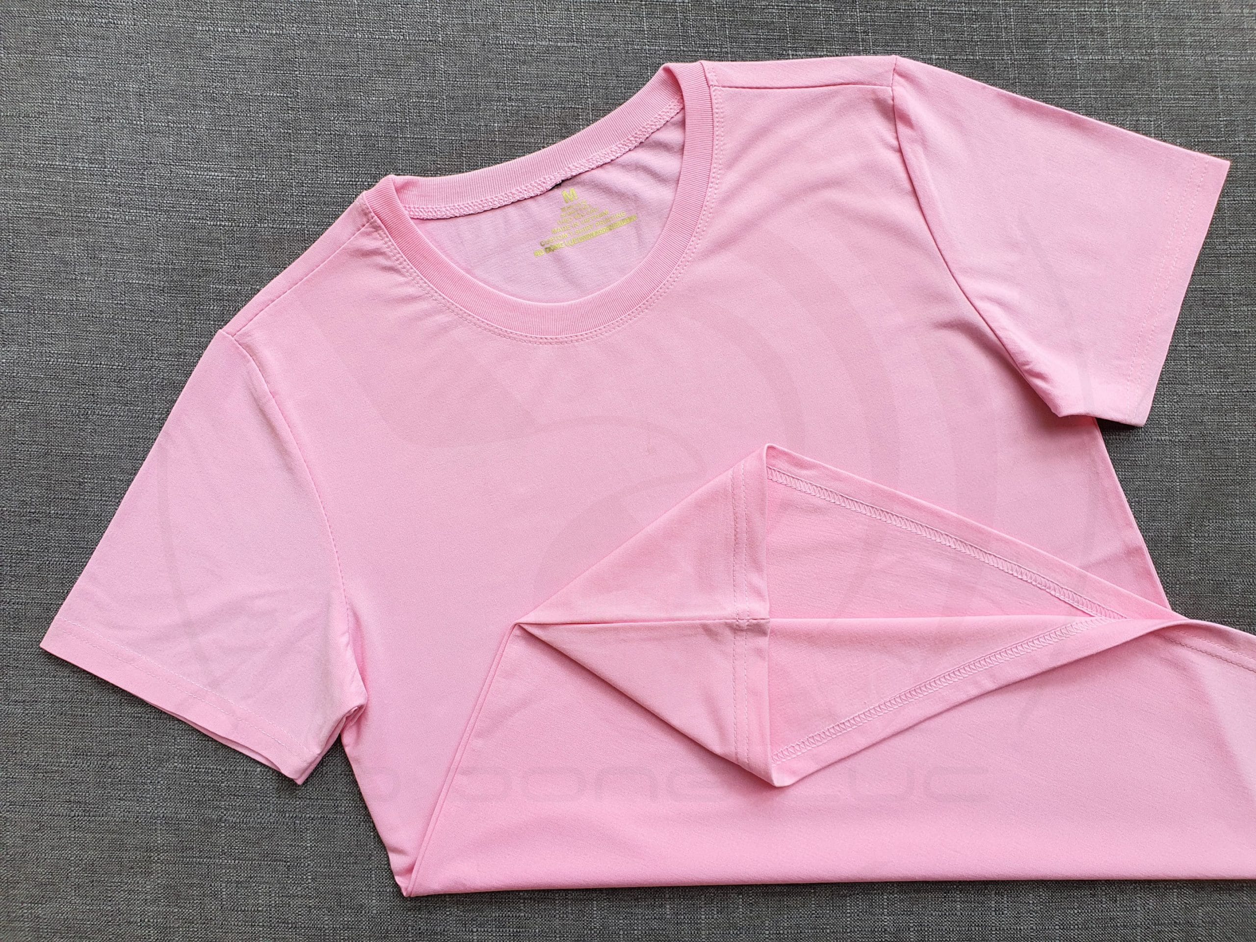 Áo thun cổ tròn supe ngắn tay unisex màu hồng phấn