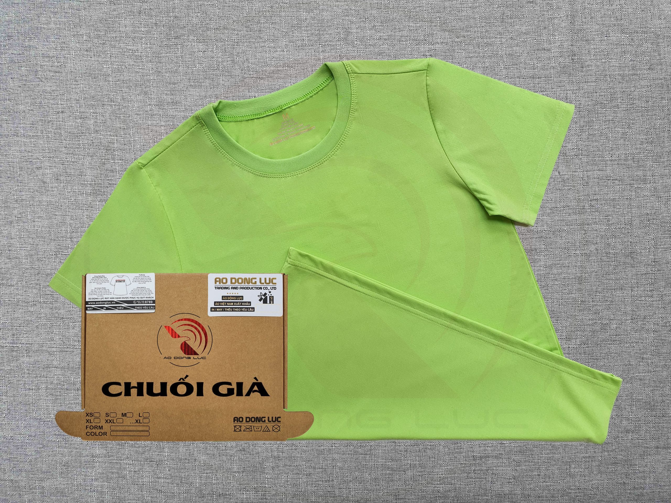 Áo thun cổ tròn ngắn tay supe unisex màu chuối già