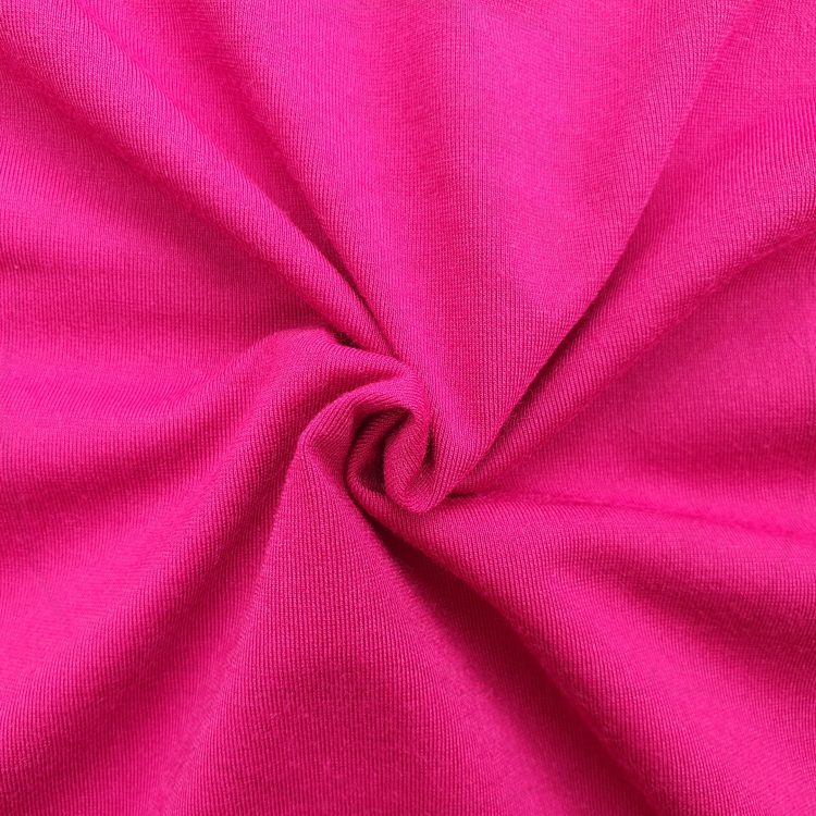 Hình chụp cận cảnh chất vải áo thun cổ tròn ngắn tay supe unisex hồng sen