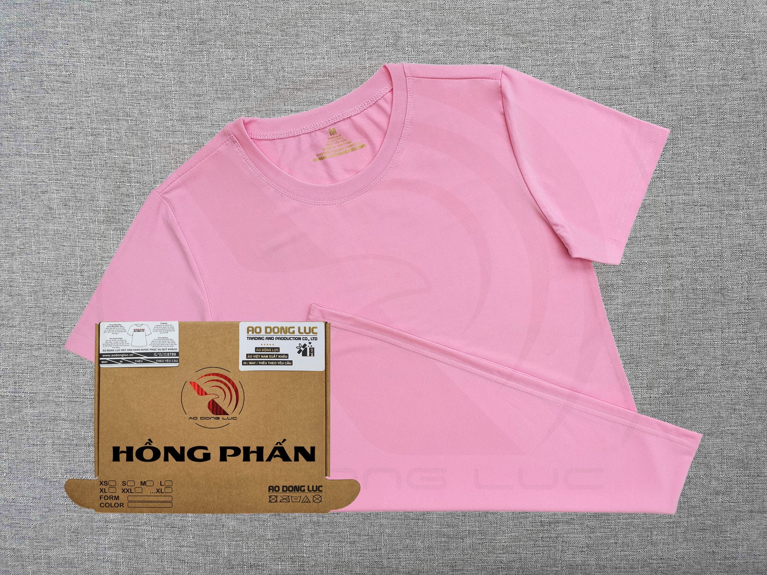 Áo thun cổ tròn supe ngắn tay unisex màu hồng phấn