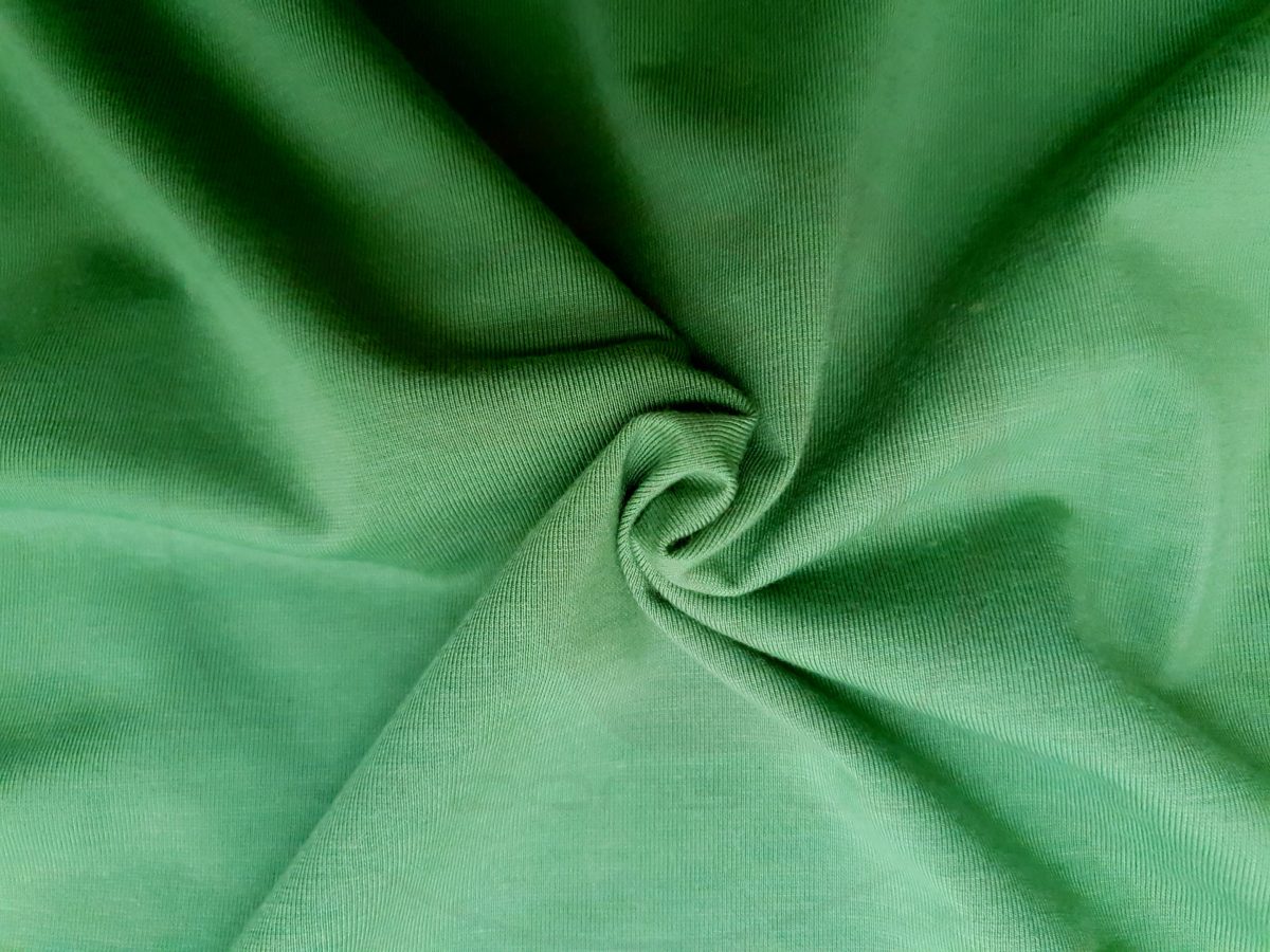 Hình chụp cận cảnh chất vải áo thun cổ tròn ngắn tay supe unisex xanh đậu