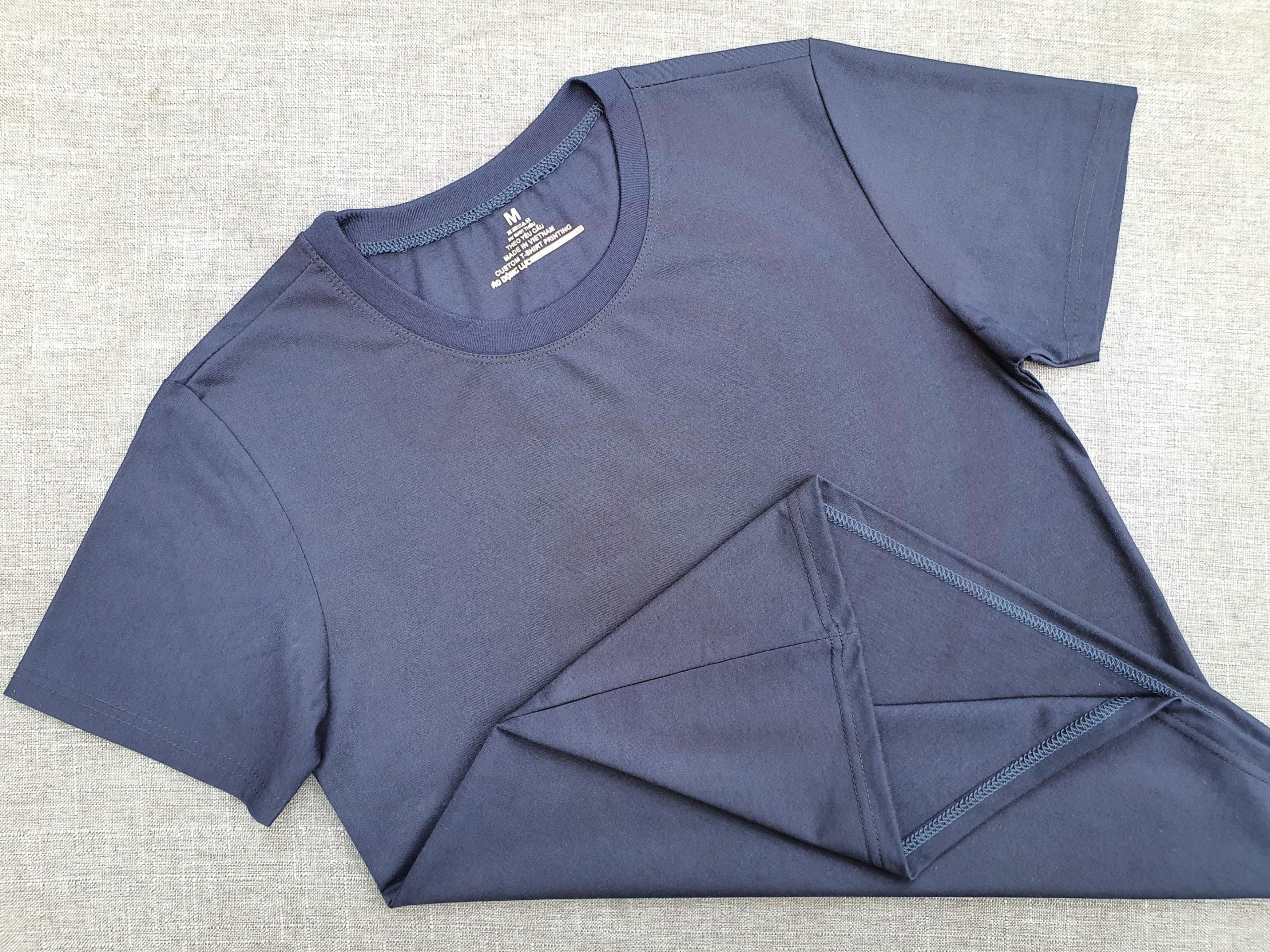 Áo thun cổ tròn ngắn tay supe unisex màu xanh đen