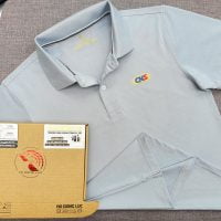 Đồng phục áo thun polo bo trơn xám lam in kỹ thuật số logo