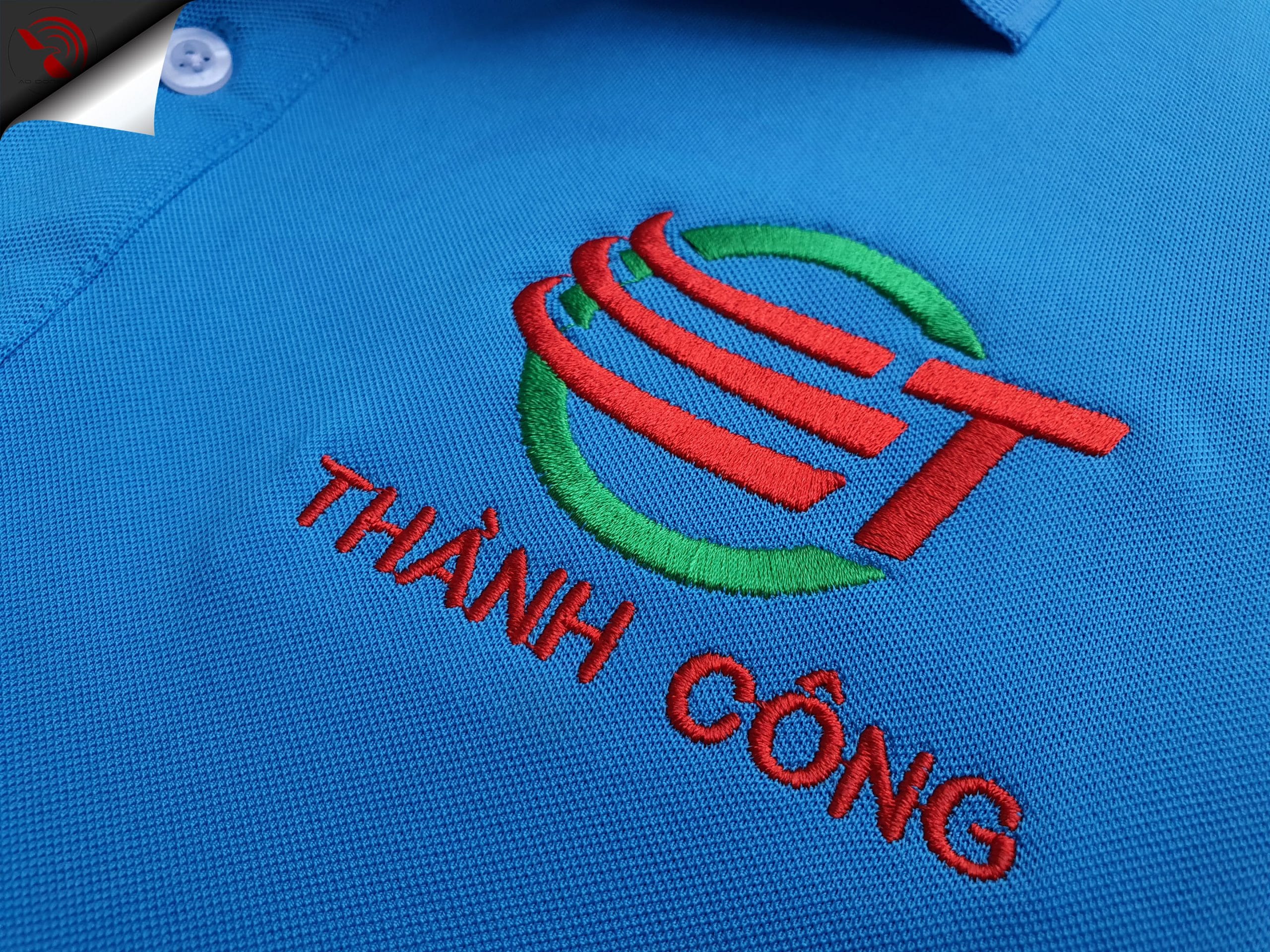 Thêu vi tính logo áo thun đồng phục theo yêu cầu