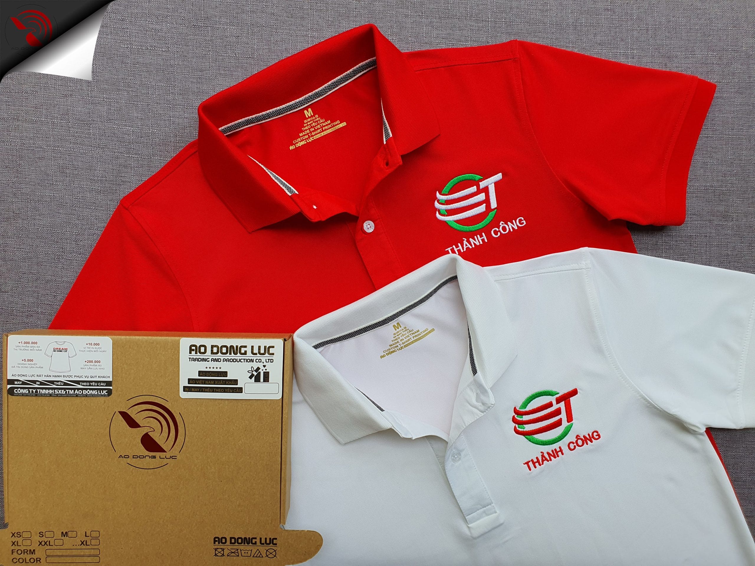 Đồng phục áo thun polo bo trơn thêu logo