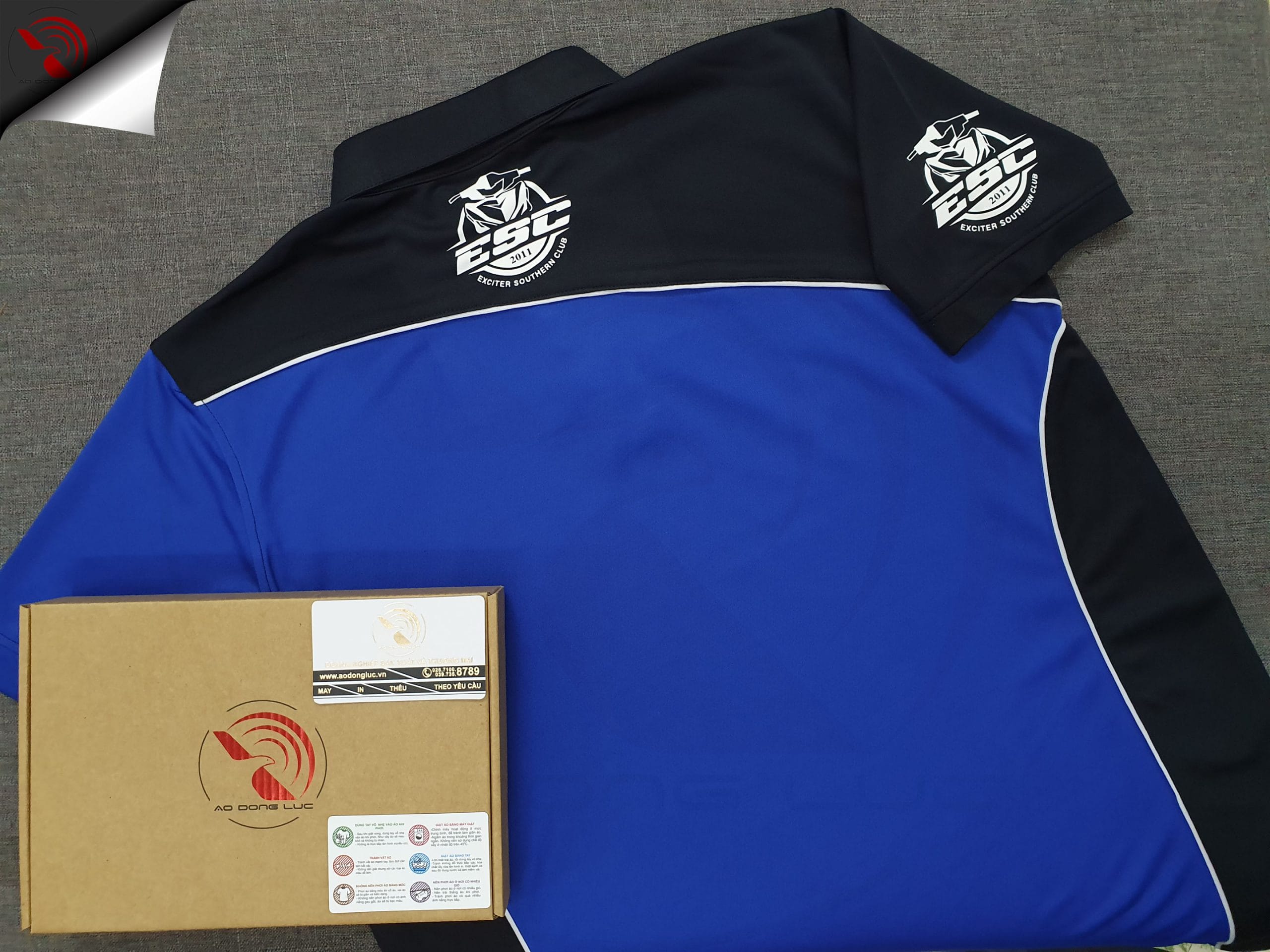 Đồng phục áo thun polo may phối vải in decal