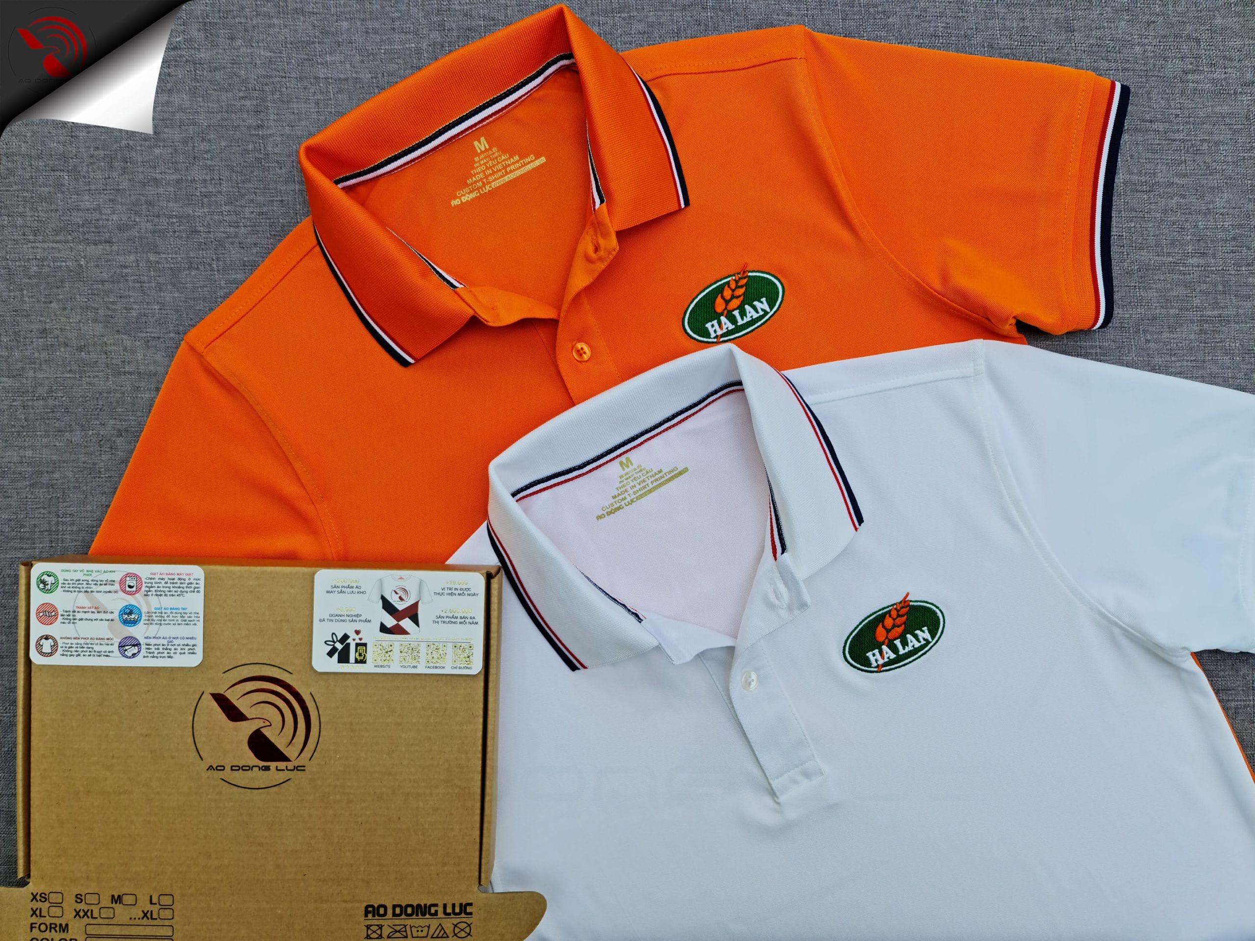 Đồng phục áo thun polo bo sọc thêu logo