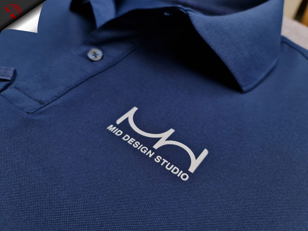 Đồng phục áo thun polo bo trơn xanh đen in kỹ thuật số logo