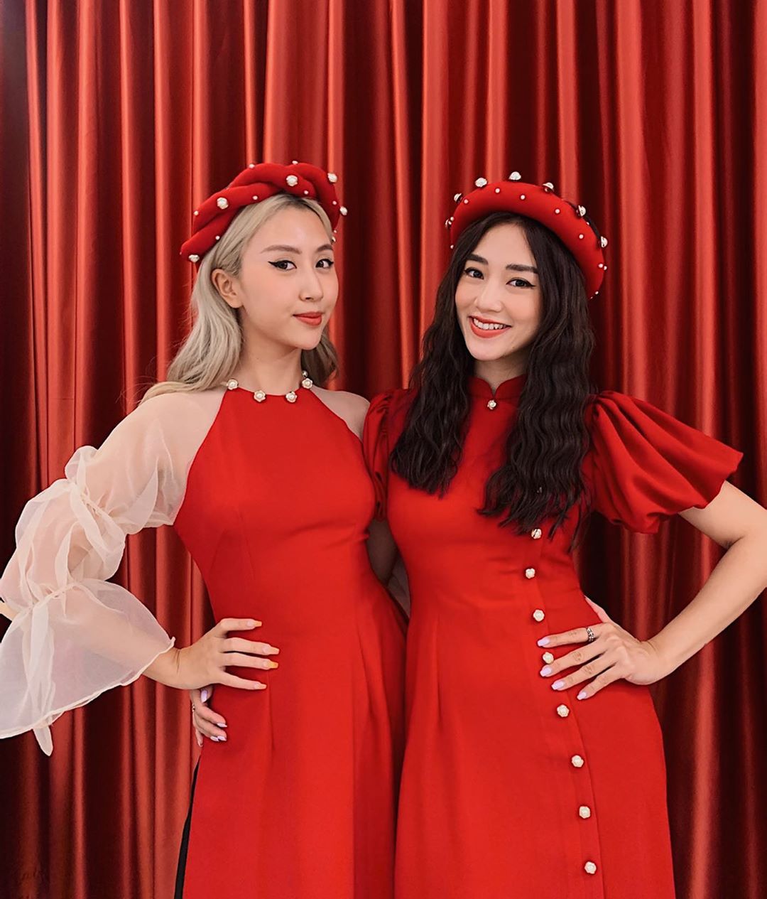 Váy Bầu nhung tăm đỏ đô phối tay trắng gắn nơ xinh xắn-mặc tết,noel cực đẹp  luôn | Shopee Việt Nam