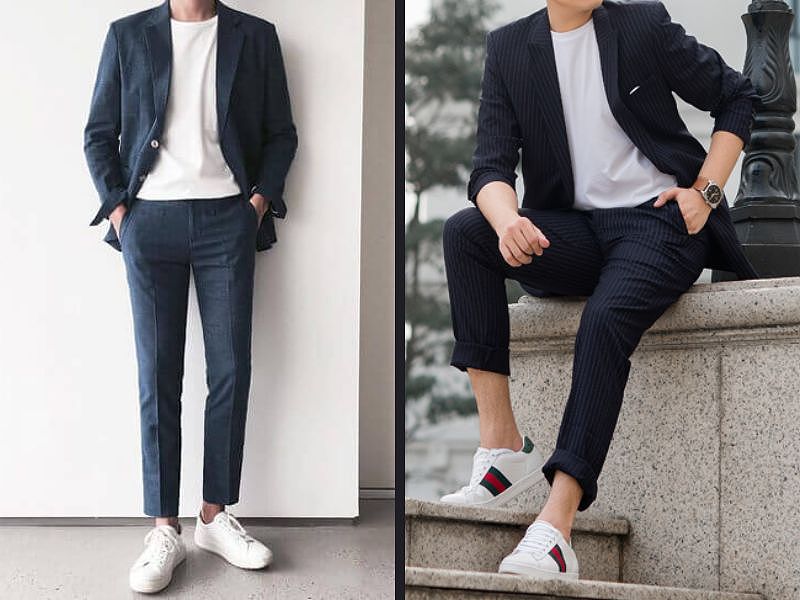 Áo thun phối vest với áo thun trắng form slimfit