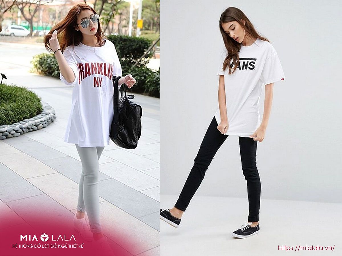 Phối quần legging với áo phông cá tính