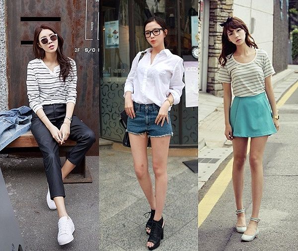 Sơ vin áo thun với chân váy midi