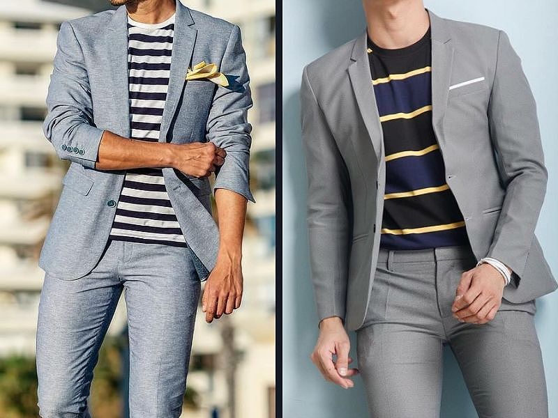 Vest phối áo thun kẻ sọc