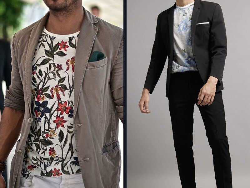 Vest phối áo thun nam họa tiết hoa lá