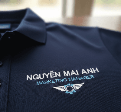 Thêu tên nhân viên trên áo