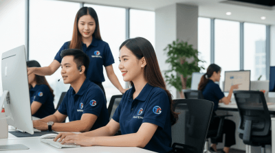 Áo đồng phục công ty thêu tên nhân viên