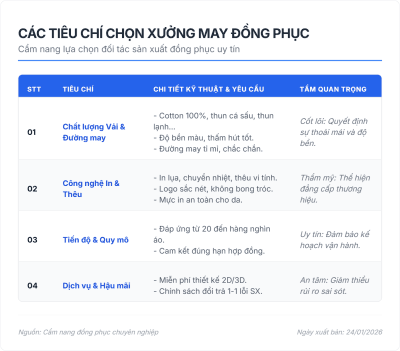 Tiêu chí chọn xưởng may